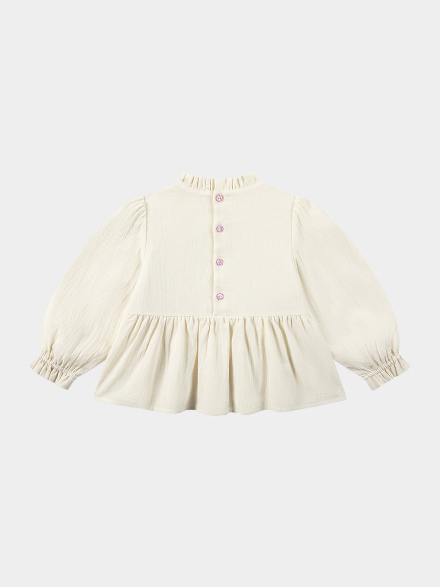 Janelle Hand-Embroidered Blouse, Cream – view 8